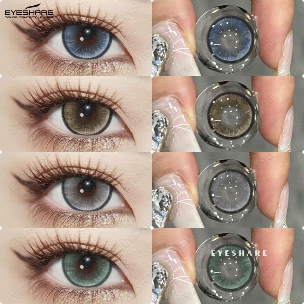 Eyeshare 2PCS New Fashion Color Contact Lenses Blue Glasses Lenses Brown Natural Beauty Lenses Green Fashion Lenses