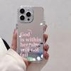 Pink English Pattern Phone Case For iPhone 11 12 13 14 15 16 17 Pro Max 7 8 16 Plus XR X XS Max 16E 17E Luxury Mirror Back Cover