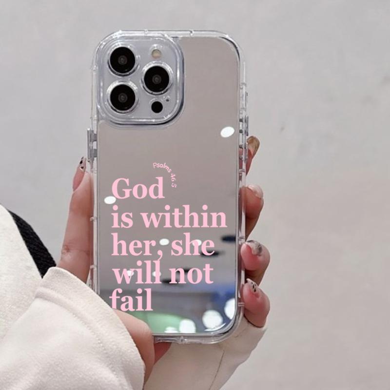 Pink English Pattern Phone Case For iPhone 11 12 13 14 15 16 17 Pro Max 7 8 16 Plus XR X XS Max 16E 17E Luxury Mirror Back Cover