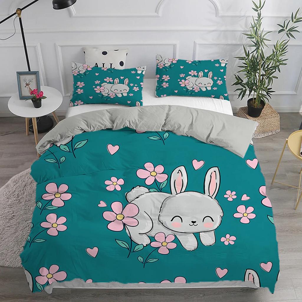 Comforter Cartoon Rabbit For Children Girl Boy Gift Bunny Polyester Cartoon Animals Theme For Bedroom Decorations
