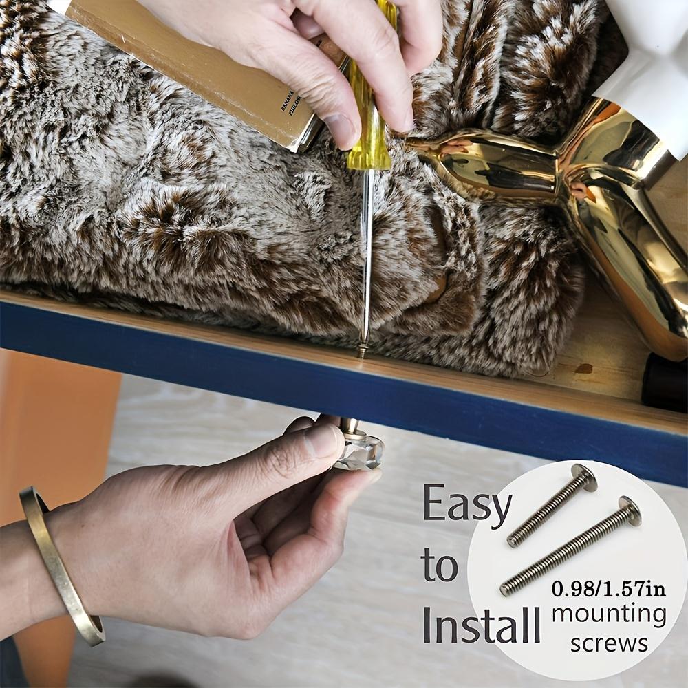 8pcs Glass Crystal Knobs, Brass Drawer Pulls, Gold Furniture Pulls, Hardware for Cabinet Dresser Kitchen with Screws