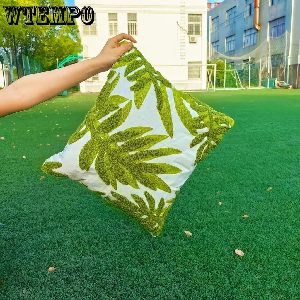 WTEMPO Green Leaf Sunflower Living Room Sofa Embroidery Cushion Throw Pillowcase