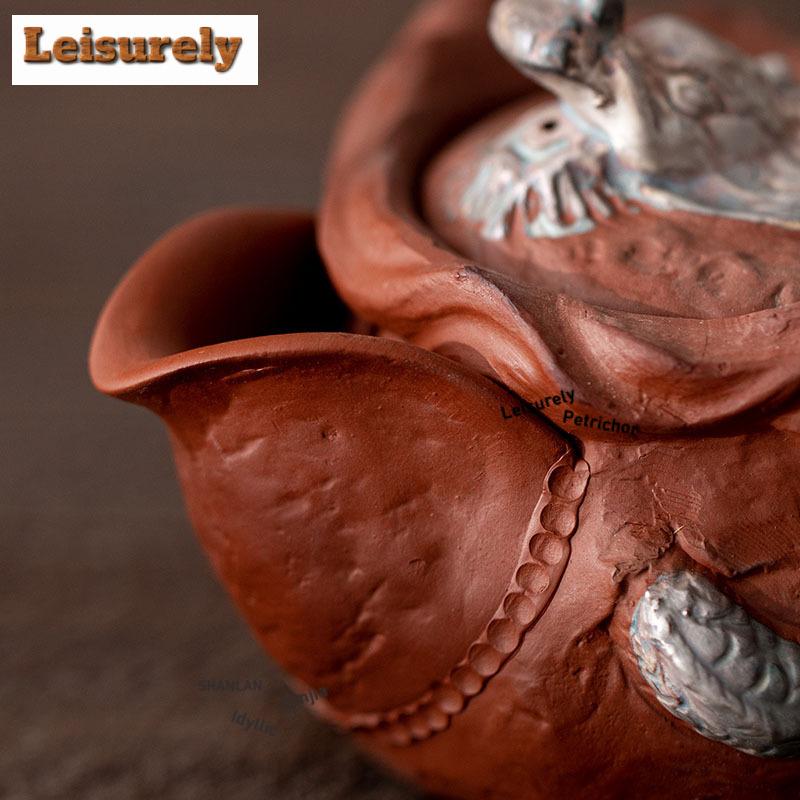 191ml Drawing Silver Auspicious Dragon Hand Grab Teapot Aesthetic Tea Infuser Pot Tea Brewing Kettle With Strainer Tea Services