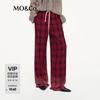MO&Co. Red-Black Plaid High-Waist Casual Pants