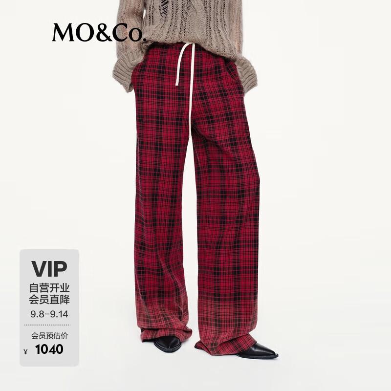 

MO&Co. Red-Black Plaid High-Waist Casual Pants S /160
