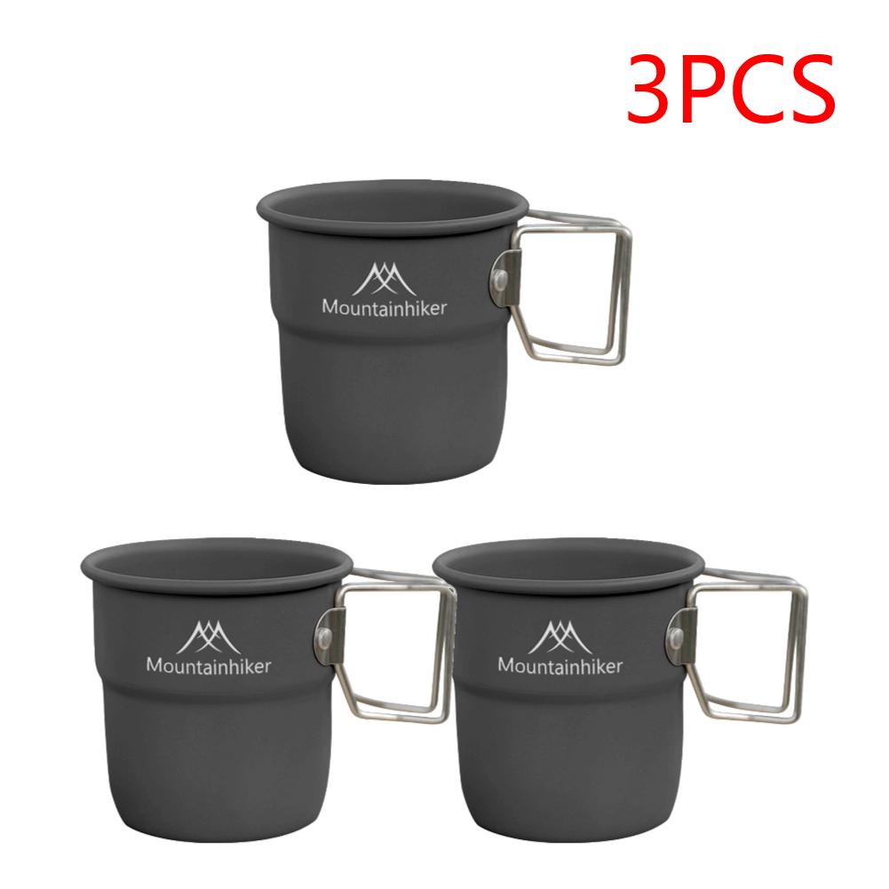 1-5PCS 300ml Camping Water Cup with Foldable Handle Picnic Water Mug Aluminum Alloy Lightweight Camping Cup for Outdoor