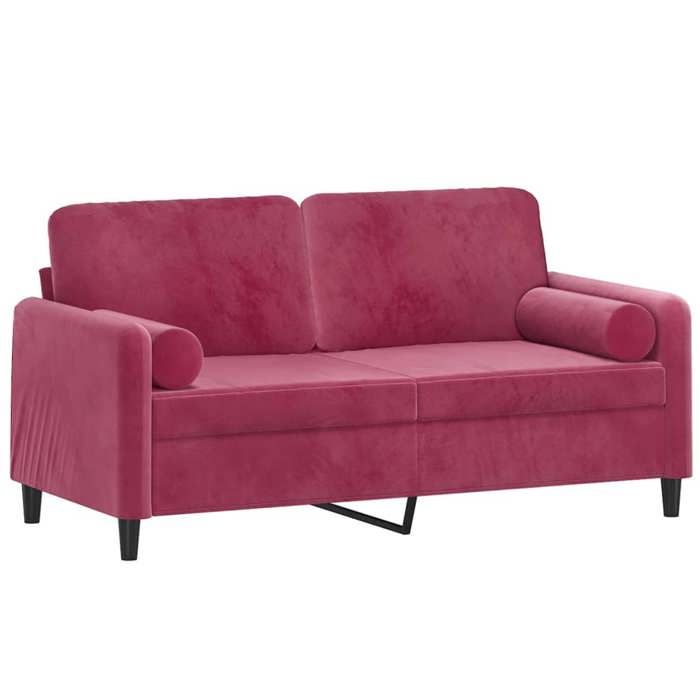 VidaXL Canapé 2 places avec oreillers bordeaux 140 cm velours, canapé, causeuse, canapé de salon, canapés, canapé rembourré, 3200885