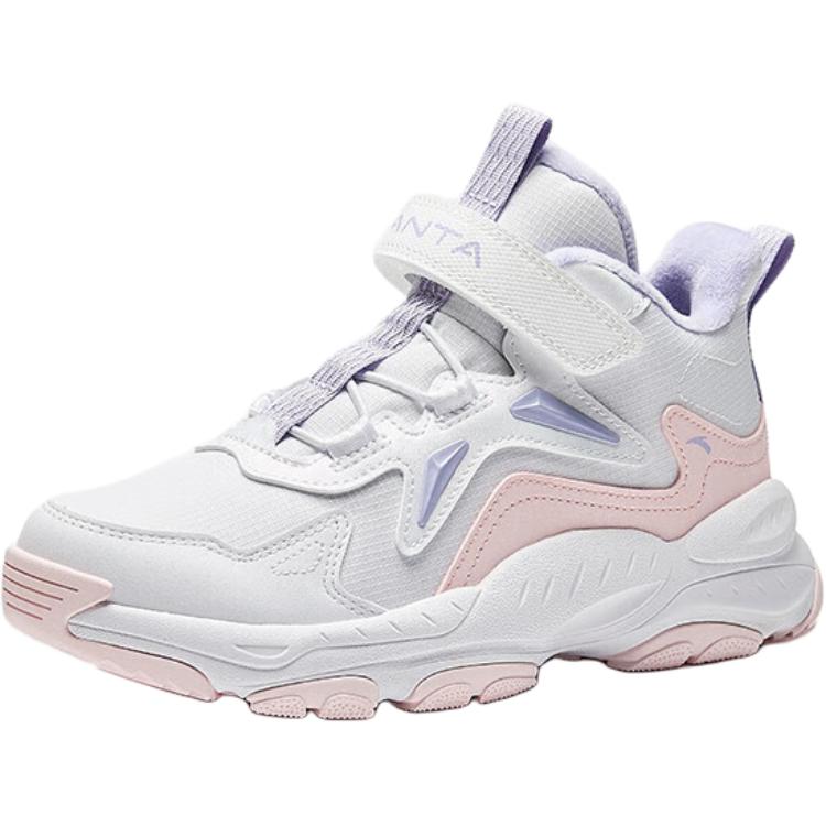 Anta Kids Comfortable Simple Non-Slip Wear-Resistant Mid-Top Boots Kids Boots White Pink A22446932-3