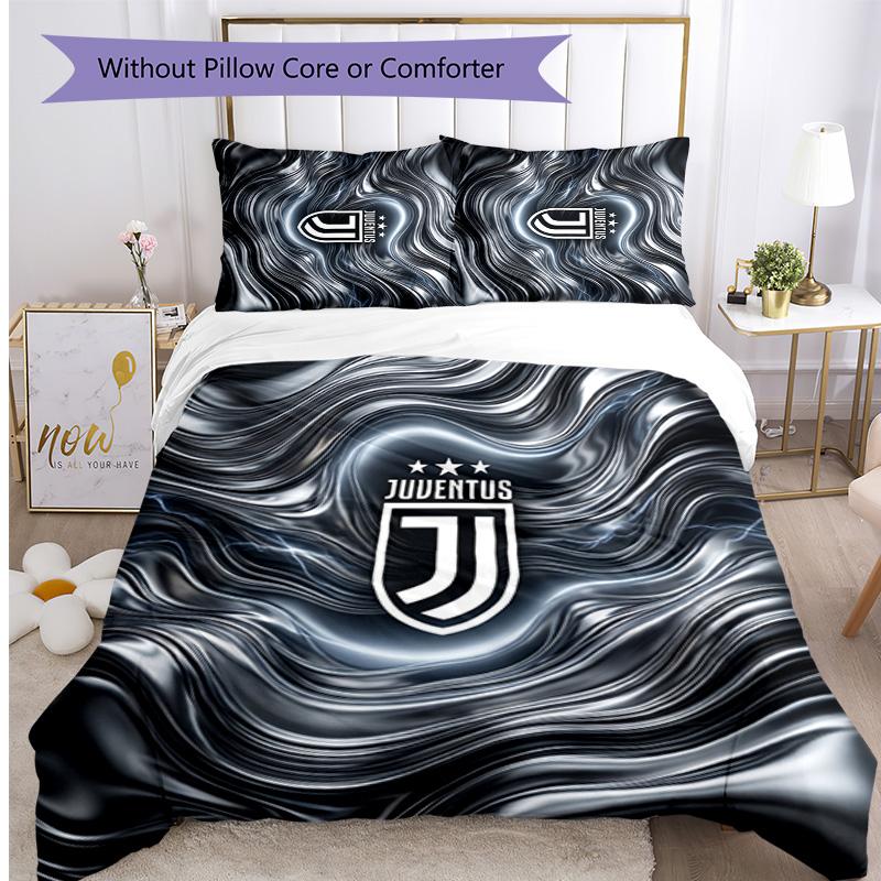 Set Biancheria da Letto 3 Pezzi con Stampa Pattern Juventus FC Morbido Delicato sulla Pelle Lavabile Copripiumino e Federe Set Stagione Unica Camera da Letto