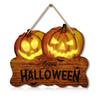 Light - Up Wooden Halloween Sign with Two Pumpkin Jack - O'- Lanterns, Festive Home Decoration