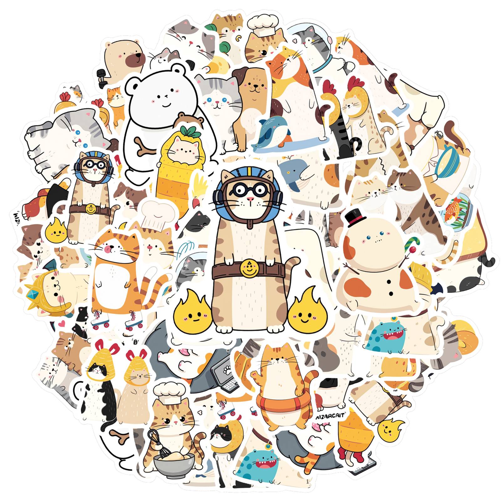 

35pcs Fun Animals Stickers Cute Cats Stickers DIY Stickers For Laptop Luggage Scrapbook Diary Sticker Laptop DIY