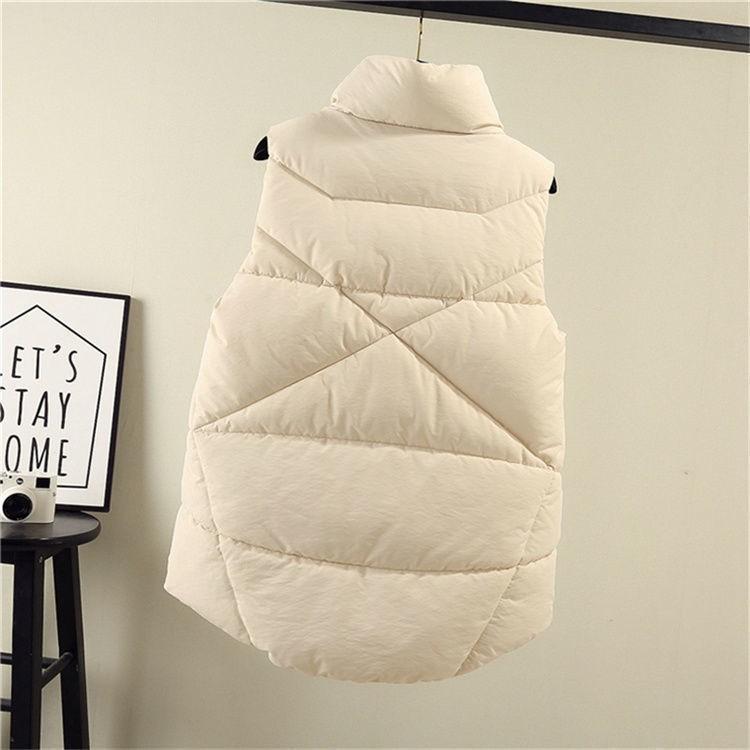 Damen Winterweste Reverskragen Reißverschluss Westenjacke mit Taschen Baumwollwattiert Warmer Ärmelloser Mantel für Outdoor-Weste