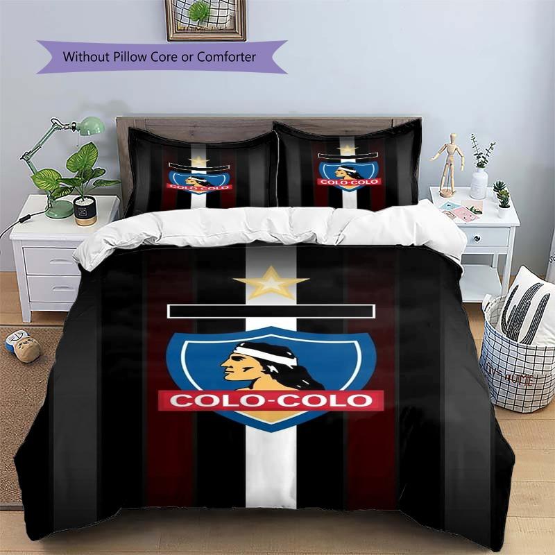 Colo-Colo Crest Black White Maroon Vertical Stripe Print 3 Pieces Duvet Cover Set Chile Soccer Bedding Bedroom Decor Without Pillow Core Comforter