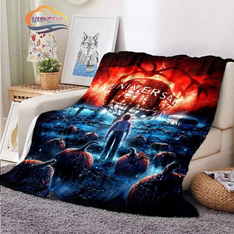 Horror Series Stranger Things Series Flannel Blanket Bedroom Sofa Bed Four Seasons Soft Blanket Travel Light Comfortable Blanket