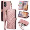 For Motorola Moto G85 5G/S50 Neo 5G Zipper Wallet Case Geometry Lines Leather Phone Cover with Strap