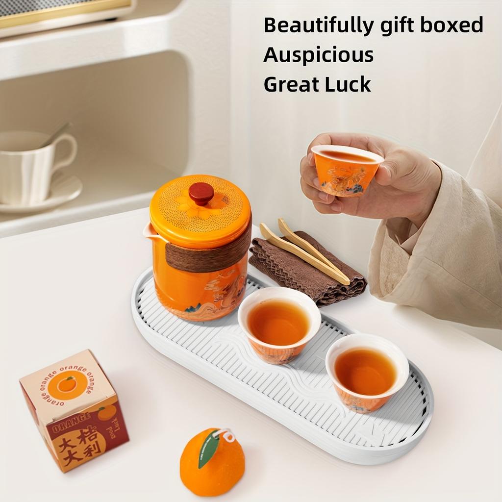 Juego de té exclusivo del año del dragón 2024: tetera y tazas con diseño de dragón con bolsa de alta calidad: regalo perfecto para amantes del té y entusiastas de la cultura