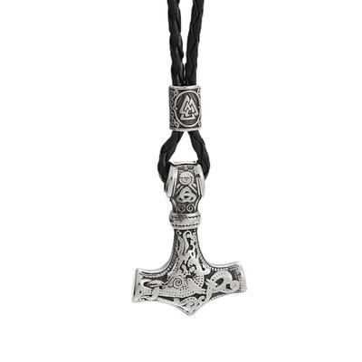 Nordische Mythologie Edelstahl Wikinger Thors Hammer Anhänger Odin Runenperlen Halskette