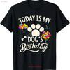 Today Is My Dogs Birthday T Shirt Funny Dog Lover Pet Owner For Dad Vintage Washed Casual Slightly Streetwear Graphic