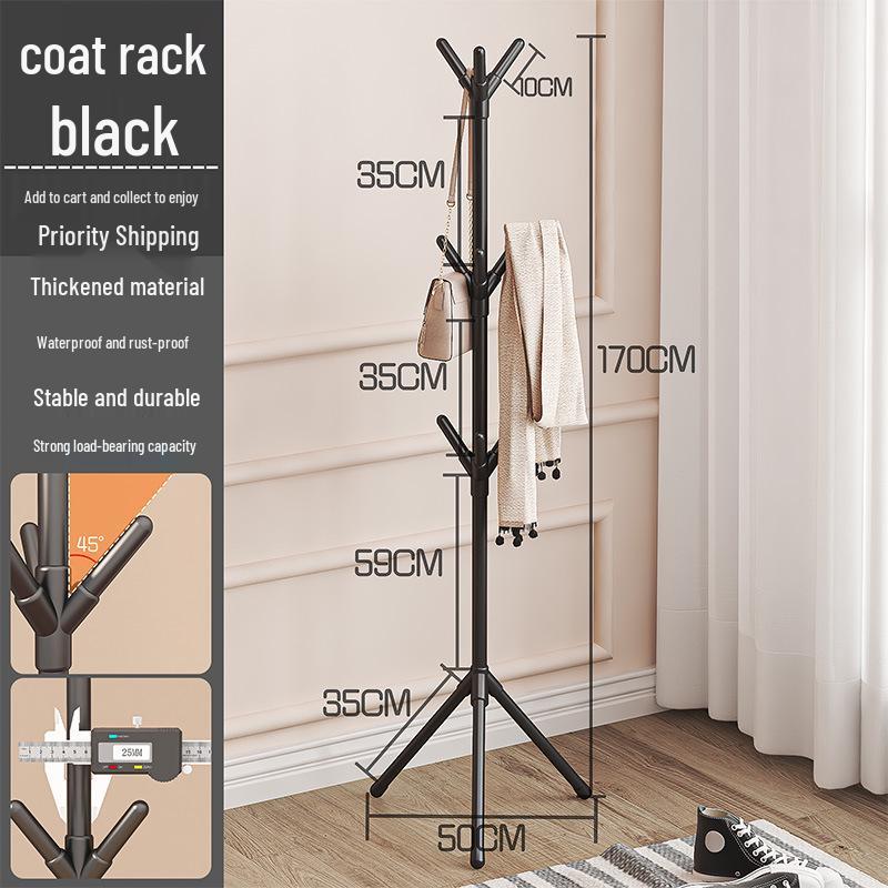 

Three-Pronged Light Luxury Wrought Iron Coat Rack - Simple Floor-Standing Clothes and Hat Hanger for Bedroom 50x35x176 cm