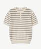 POLYGRAM Textured Striped Henley Neck Short Sleeve Knit - Cream