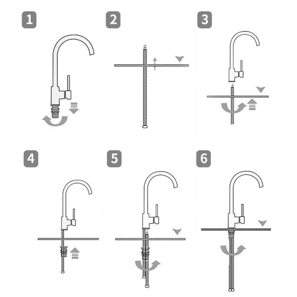 Pull Down Kitchen Faucet Single Level Steel with Sprayer Tap - Black