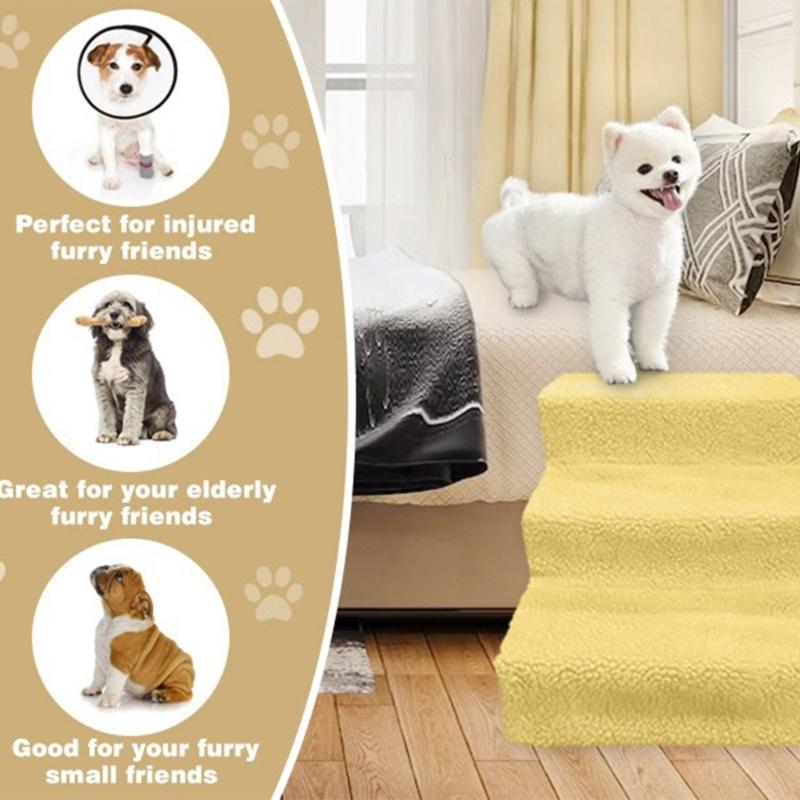 3 Tiers Pet Ramps Ladder for Bed or Sofa Small Body Pets and Old Dogs and Cats Easy To Carry Non-Slip Dog Stairs