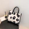 Women Faux Fur Cow Print Tote Bag Soft Plush Large Capacity Shoulder Handbag Winter Fashion Shopping Purse