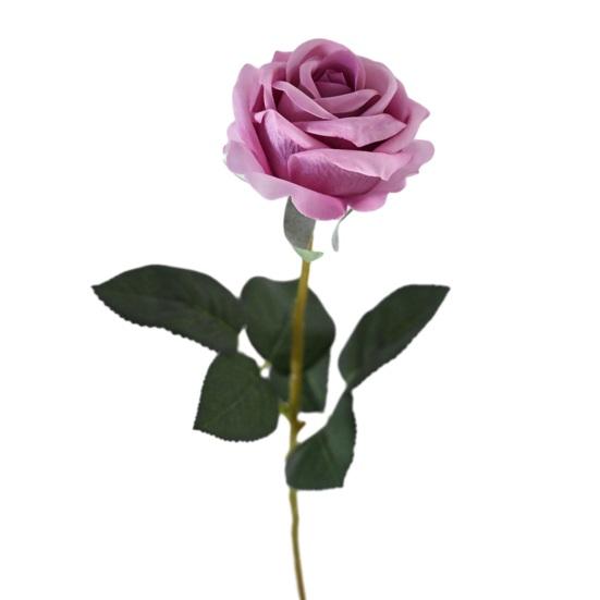 

Artificial Realistic Rose Flower Real Touch Faux Silk Rose Bouquet Long Stem Fake Flower with Leaves for Home Wedding Party Table Centerpiece темно-фіолетовий колір