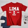 Flag Of Peru Est1821 Lima Unisex Tshirt Tees Tshirt Oneck T Shirts Unisex Boys Clothing 100 Cotton