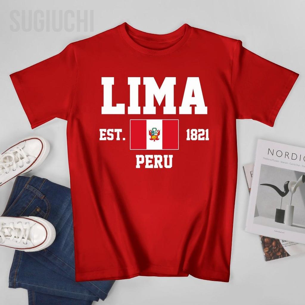 Flag Of Peru Est1821 Lima Unisex Tshirt Tees Tshirt Oneck T Shirts Unisex Boys Clothing 100 Cotton