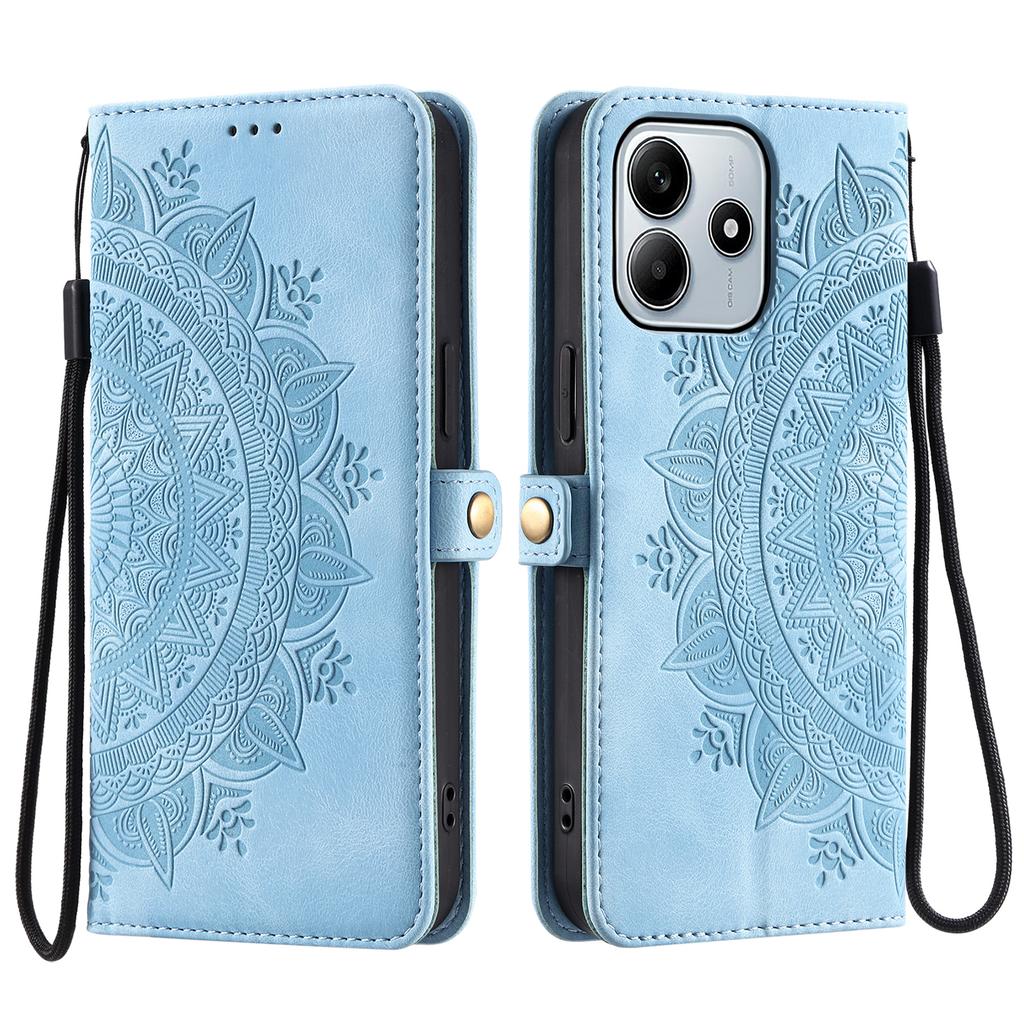 For Xiaomi Redmi Note 14 4G (163.25x76.55x8.16mm) Wallet Case Leather Phone Cover Skin Feel Totem Imprinted