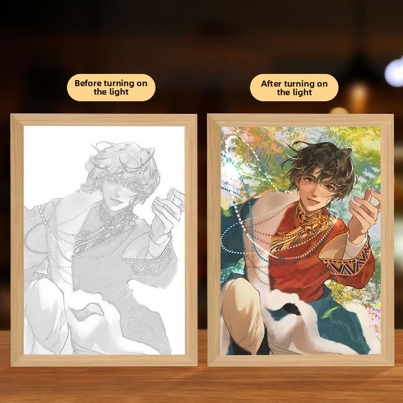 22cm/8.66in Anime Tomb Robbery Notes Light Painting Figures Peripherals Night Lamp Collectible Gift Birthday Bedroom Decoration