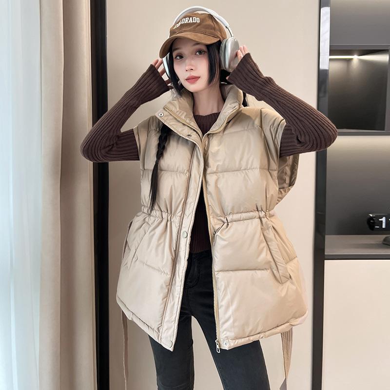 Taille coton vêtements gilet gilet femmes automne et hiver nouveau col montant ample mode manteau épaissi