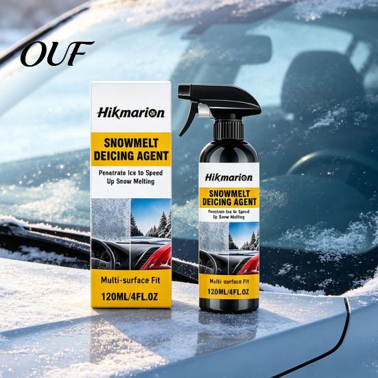 Quick Melt Ice Scraper Alternative Car Melting Spray, 120ml De-Icer for Windshield Windows Mirrors, Winter Care Fast Acting Remover with Trigger