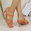 Women's Square Toe Strappy High Heel Sandals Cross Strap Slippers Open Toe Mules Dress Shoes for Party Summer Slides