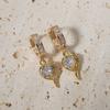 1 Pair Fashion Bow with Water Drops Zirconia Dangle  Earrings for Women Golden Earring Jewelry Party Accessories