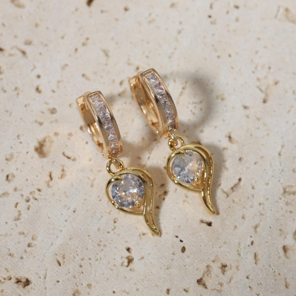1 Pair Fashion Bow with Water Drops Zirconia Dangle Earrings for Women Golden Earring Jewelry Party Accessories