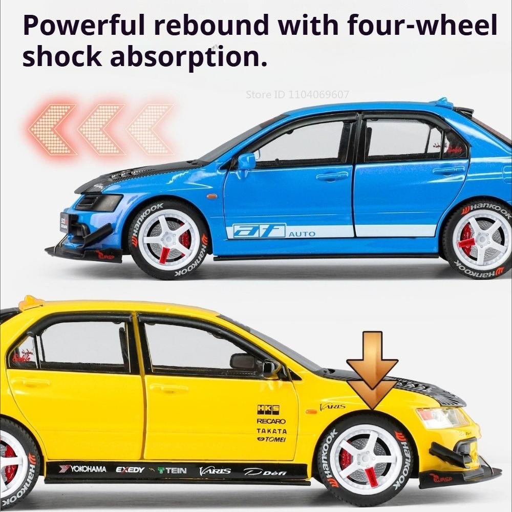 1:24 Lancer Evolution IX M3 Toy Sports Car Model Toy Sound Light Pull Back Doors Opened Supercar Models Presents for Kids