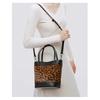 New Winter Genuine Leather Cowhide Leopard Print Shiny European and American Retro High-value Portable Bento Bag for Women