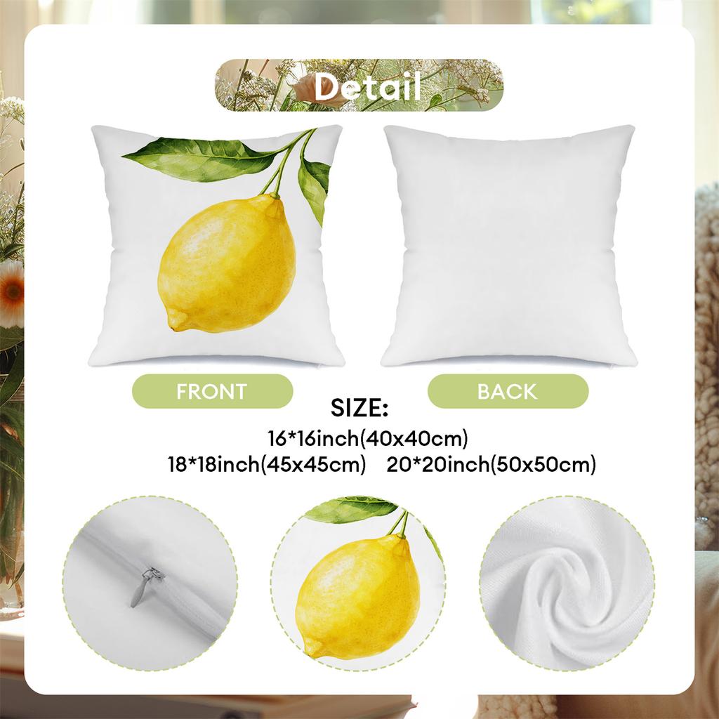 Lemon Slice Juice Pattern Digital Printing Pillow Cover Short Plush Suitable Living Rooms Bedrooms Sofas Throw Cushion Cover