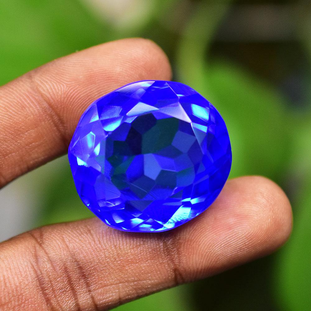 Lab-Created Blue Sapphire Loose Gemstone 93.25 Ct Oval Cut September Birthstone for Gem Collections