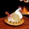 Rhinestone Chick Figurine Metal Simulated Hen Key Trinkets Jewelry Box Container Holder Home Office Desktop Decoration Ornament