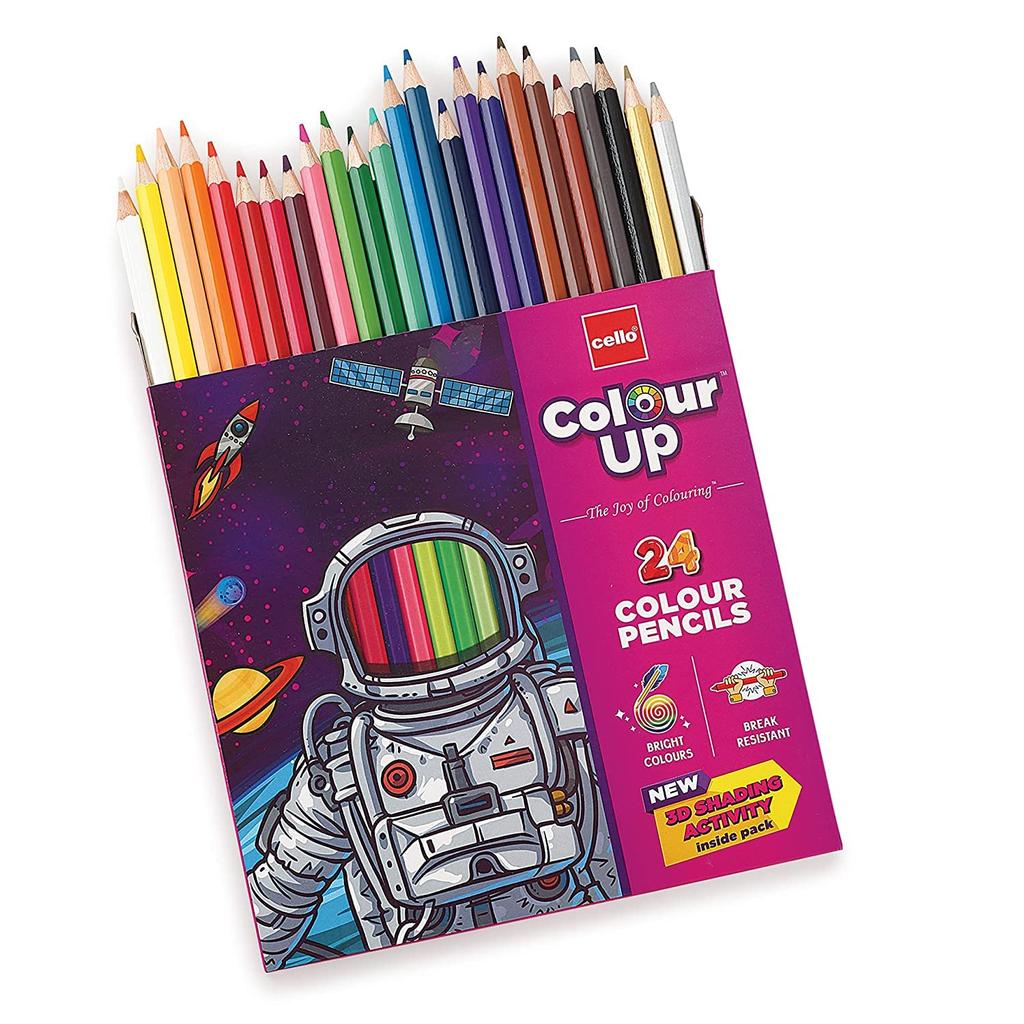 CELLO Set di Matite Colorate ColourUp, 24 Matite Multicolori, Confezione da 1, Resistenti alla Rottura, Divertente Set Artistico e da Disegno per Bambini