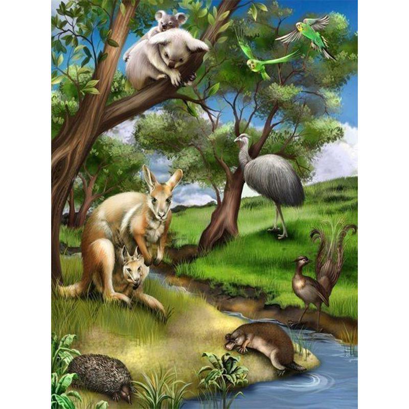 Pittura Diamante Ricamo Diamante Animale 5D Fai da Te Tondo Completo Punto Croce