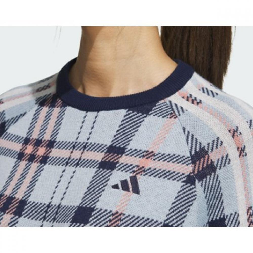 Adidas Golf 23 Years Fw Women Golf Jacquard Long Sleeve Pullover Sweater Navy