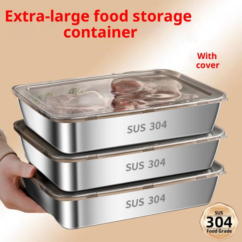 1/2/3/5 szt. Pojemnik na żywność ze stali nierdzewnej 304 z pokrywką Kuchenny pojemnik do przechowywania Świeże tacki do lodówki