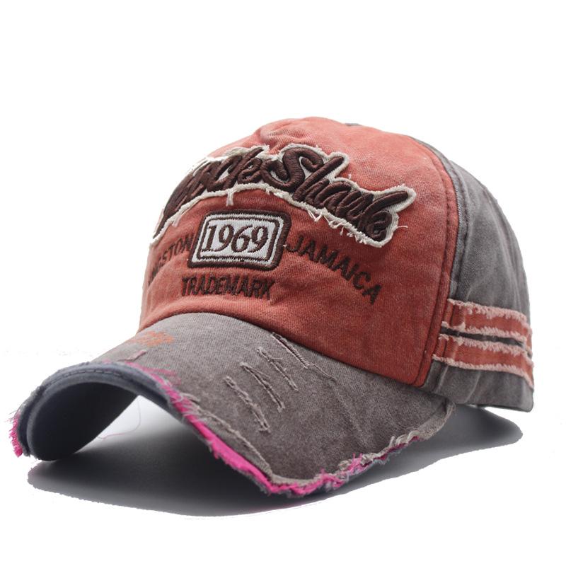 Neue bestickte Jeans-Kappe mit Hai, alt gewaschen, trendige personalisierte Baseballkappe für Herren, Sonnenschutzkappe für Damen