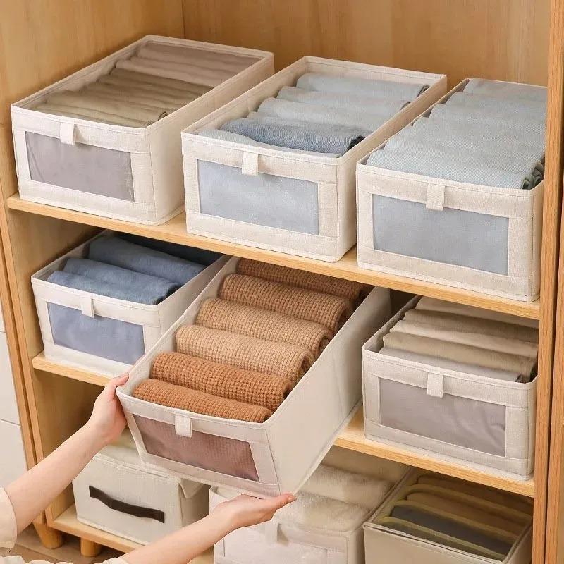 1Pcs Storage Box Drawers Fabric Foldable Boxes and Clothes Organizers of Cabinets for Bedroom Wardrobe Organization Home