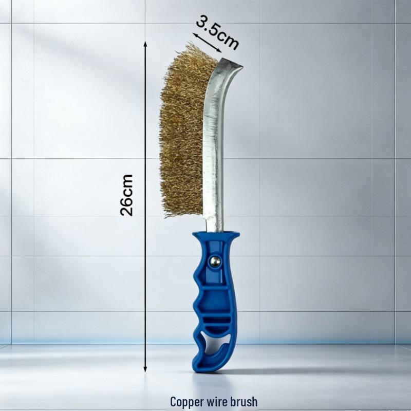 Long Handle Stainless Steel and Copper Wire Brush for Rust Removal