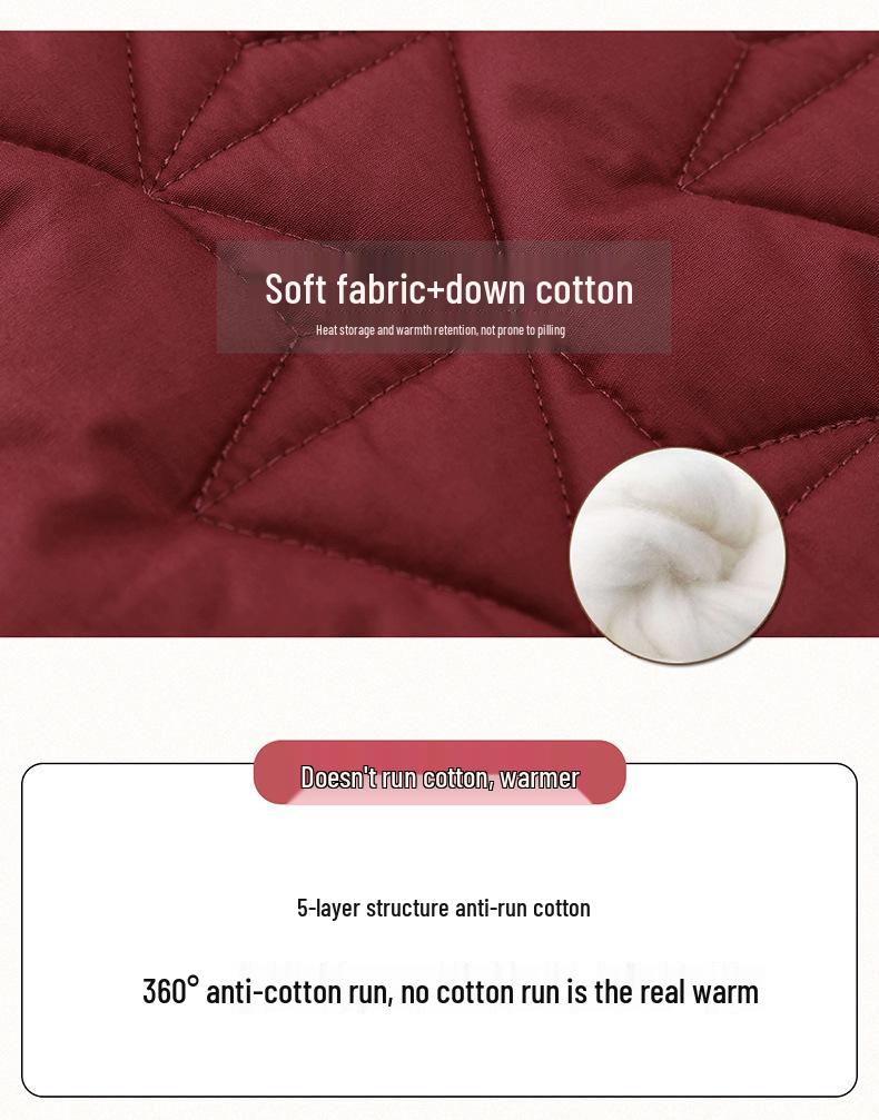 Geacă de bumbac cu glugă pentru femei, lungime medie (Plus Size) - Iarnă 2024 Casual, Cald, Croială Largă pentru Mame de Vârstă Mijlocie